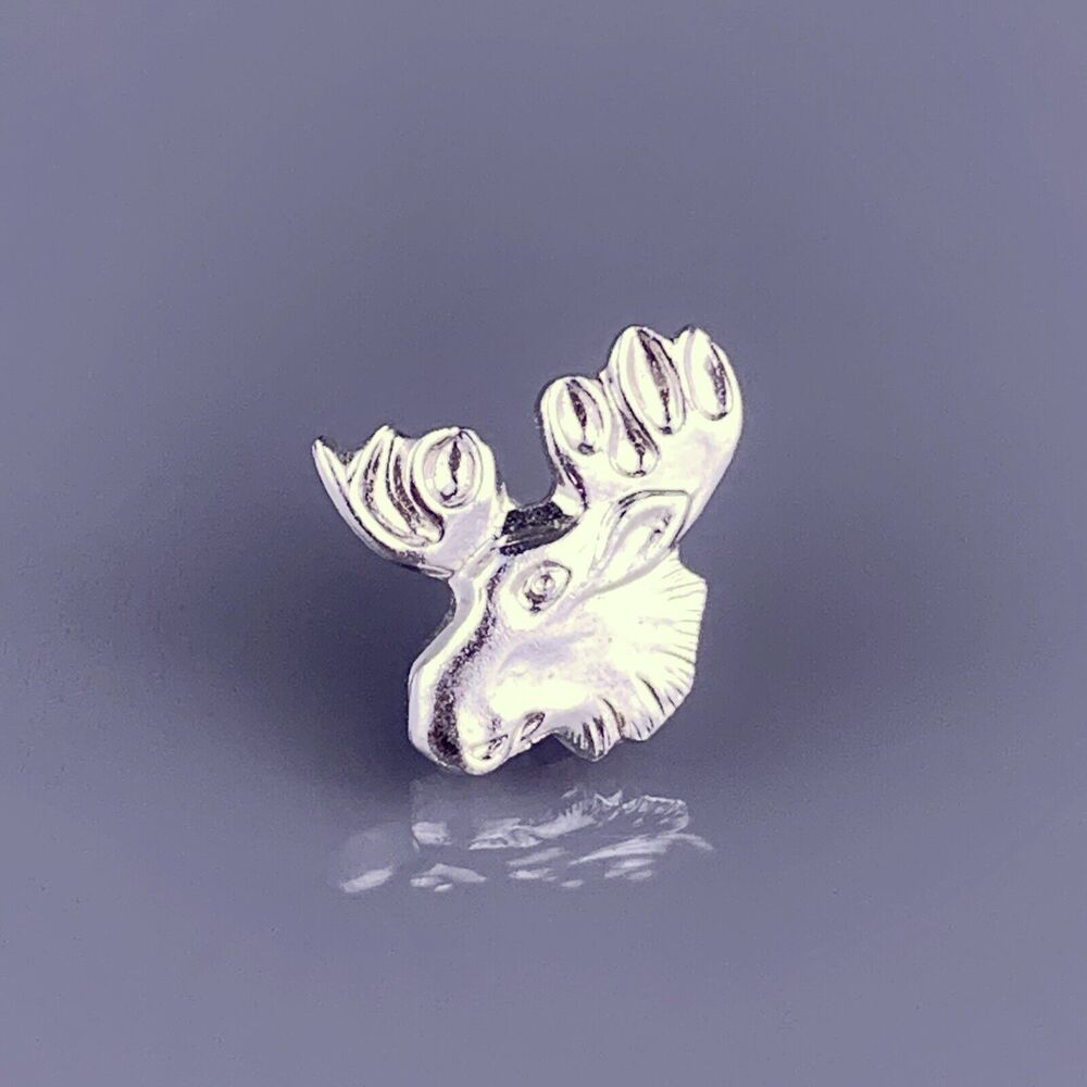 LOOM Moose Tie Tack Pin Silver Tone Loyal Order Fraternal Masonic Vintage